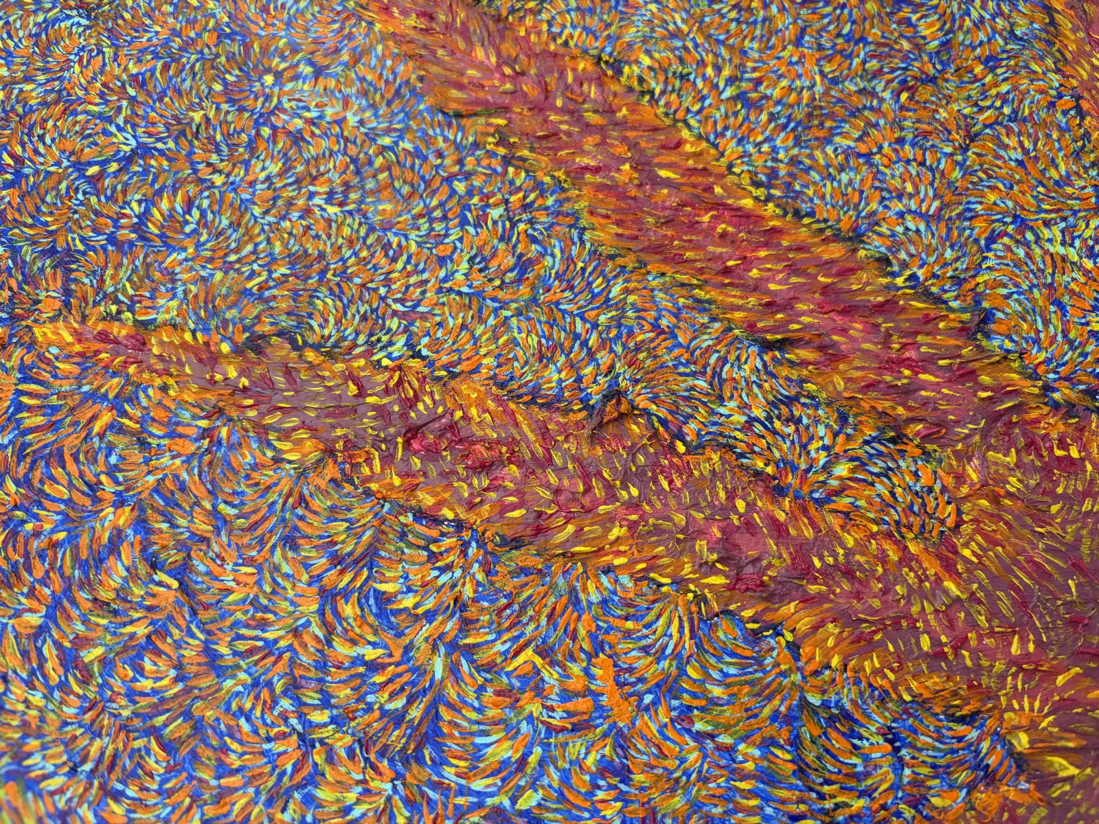 Macro detail of crossing directional strokes